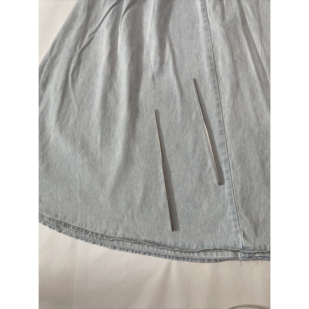Vintage 80s Candie's Denim Skirt High Waist Midi Light Wash Waist 26" SEE FLAWS - Picture 13 of 16